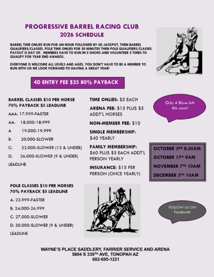 Progressive Barrel Racing Club flyer
