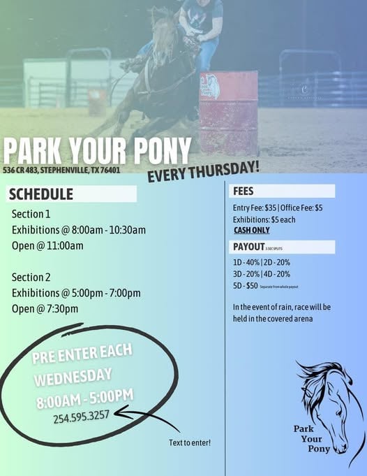 Park Your Pony Thursday Barrel Race
