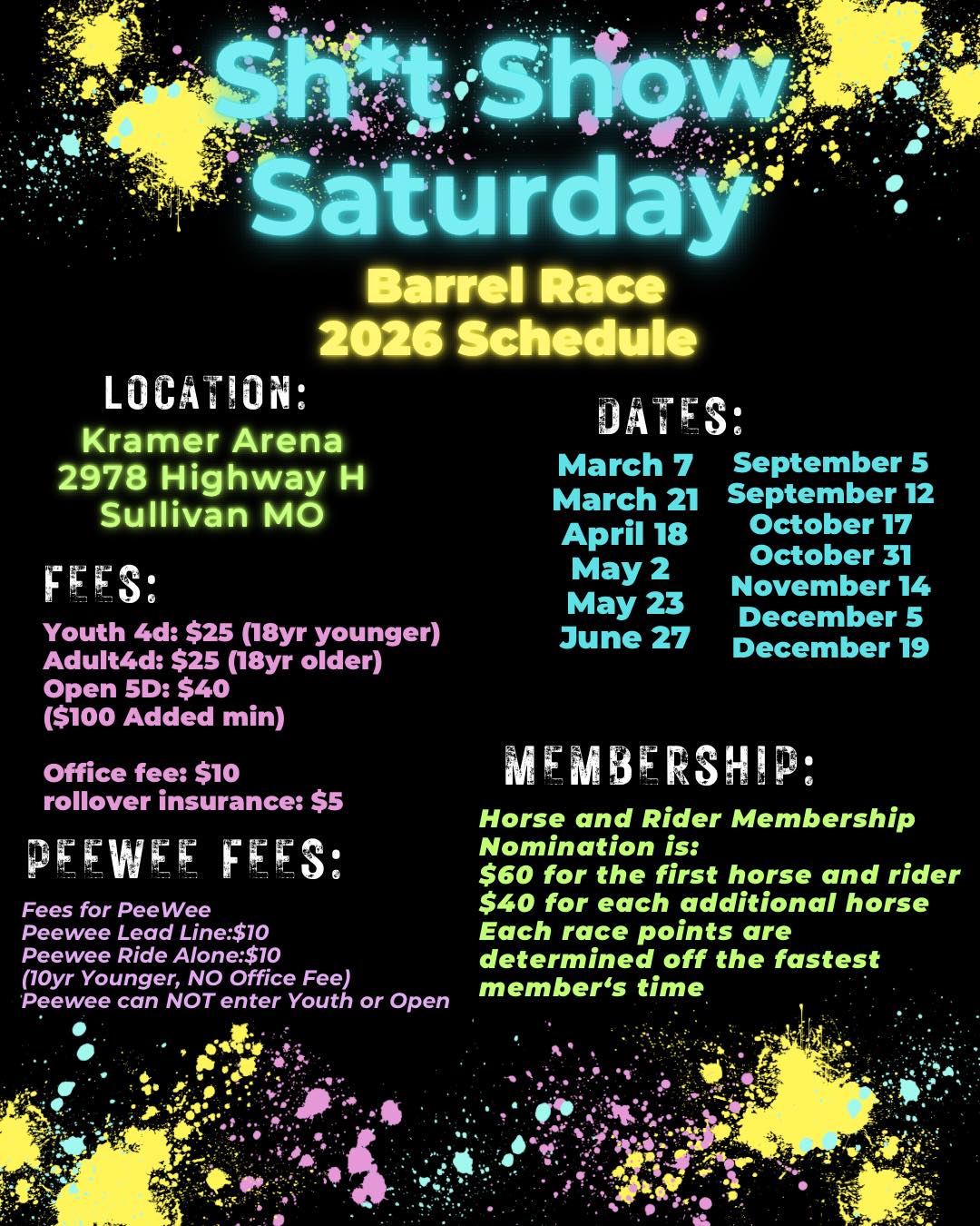 Sh*t Show Saturday 2026 Dates