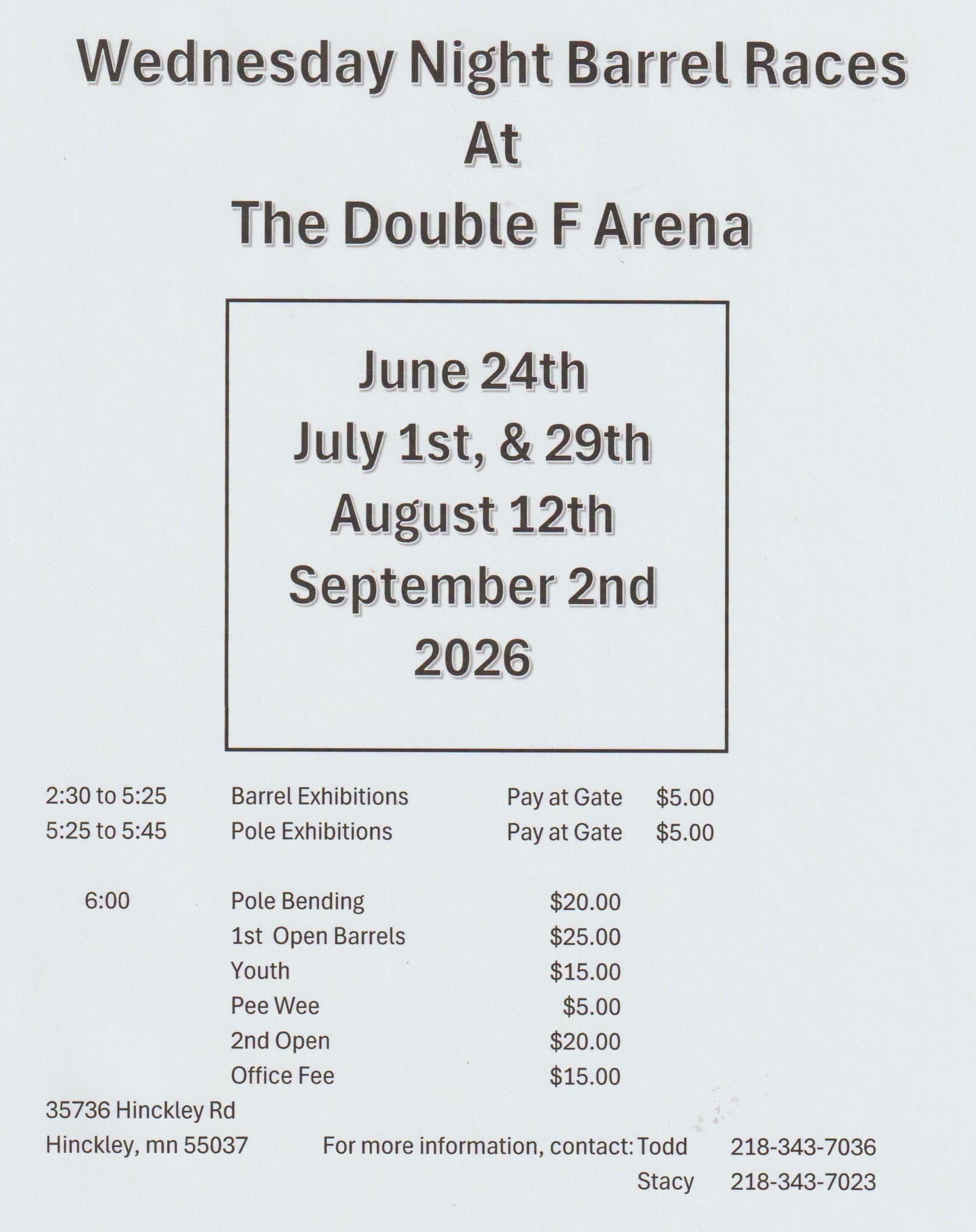 2026 Wednesday Summer Barrel Racing Series
