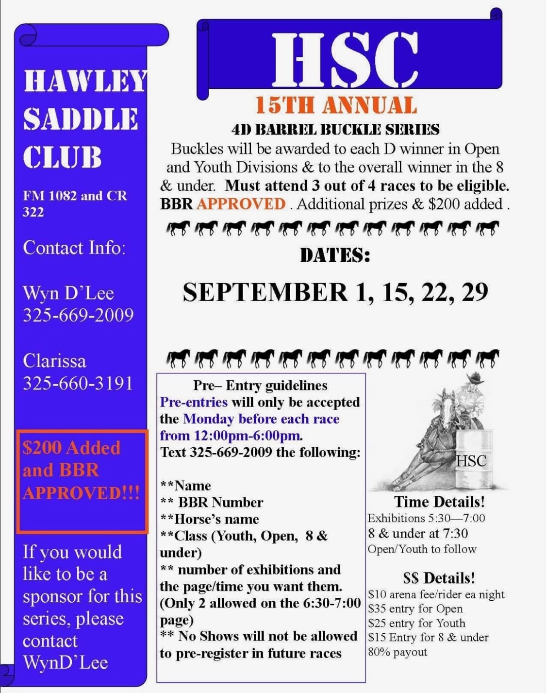 HAWLEY SADDLE CLUB 15TH ANNUAL BUCKLE SERIES