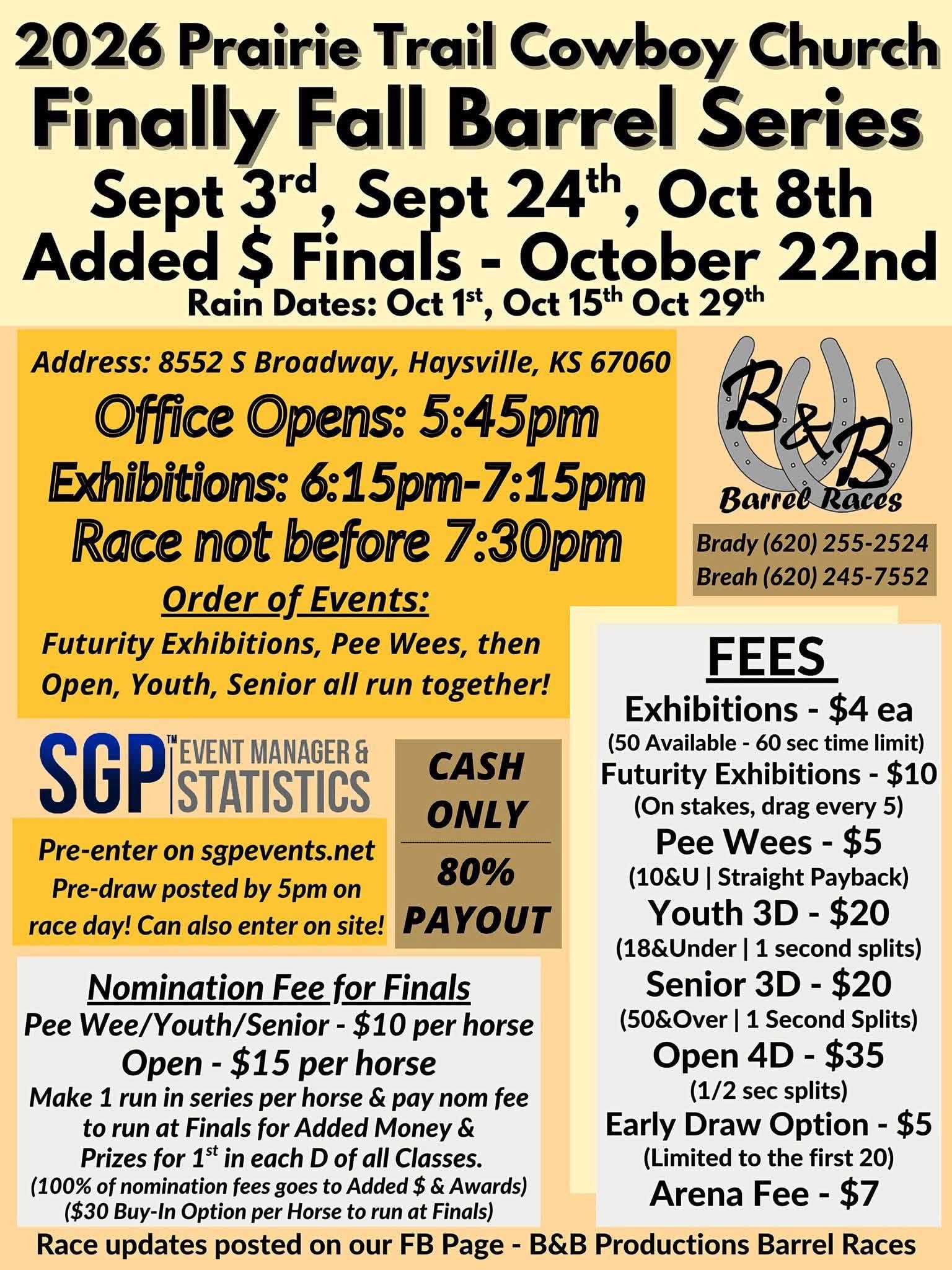 2026 Prairie Trail Cowboy Church Fall Barrel Series