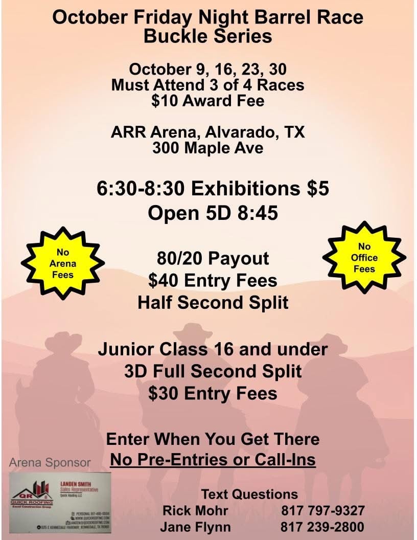 October Friday Night Barrel Race Buckel Series