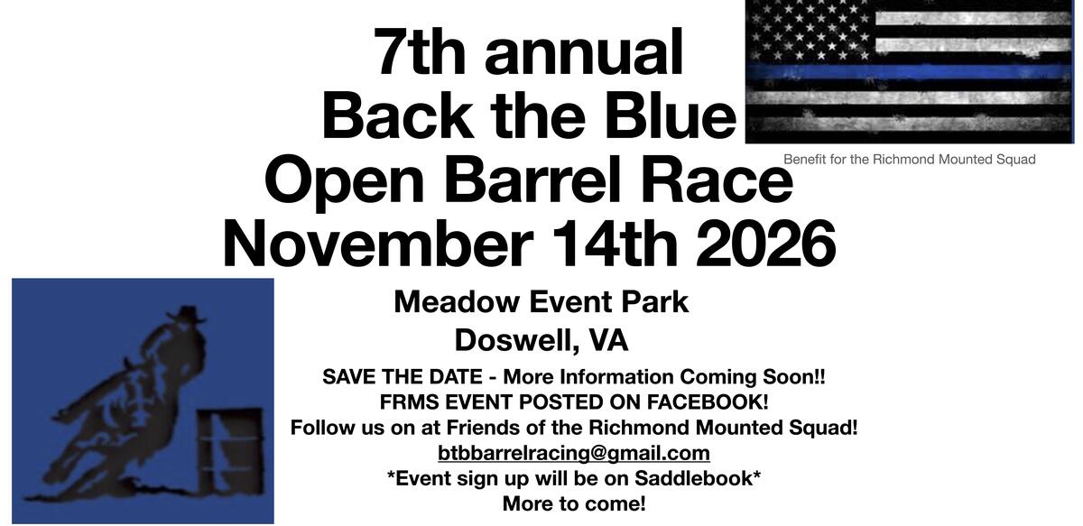 Back the Blue Open 4D Barrel Race flyer