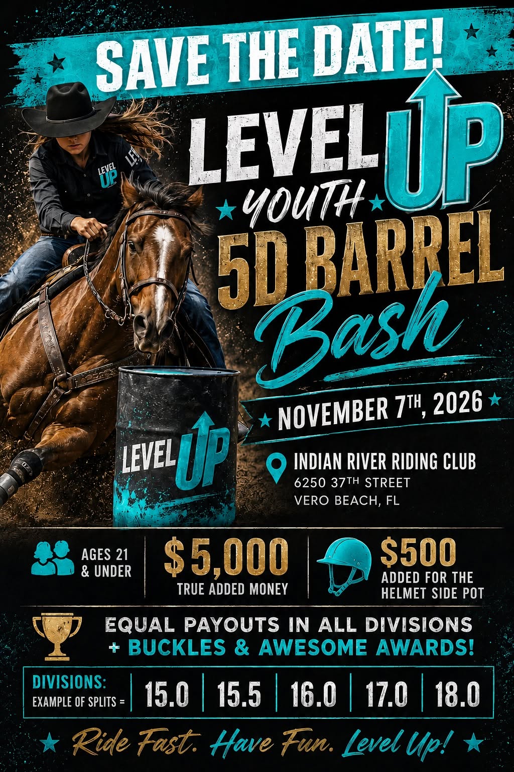 Level Up Youth 5D Barrel Bash flyer