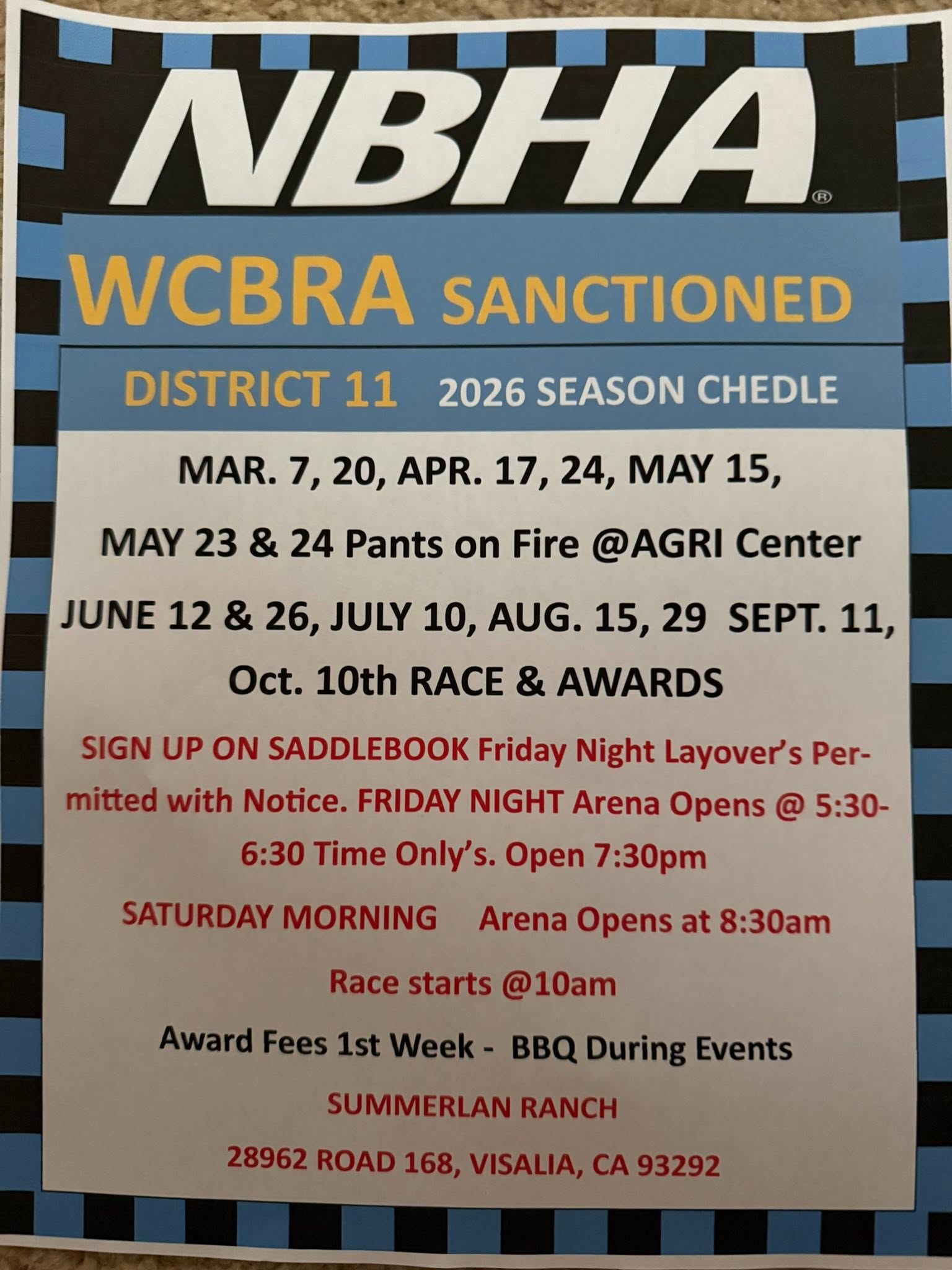 NBHA & WCBRA SATURDAY MORNING 4D BARREL RACE DISTRICT 11