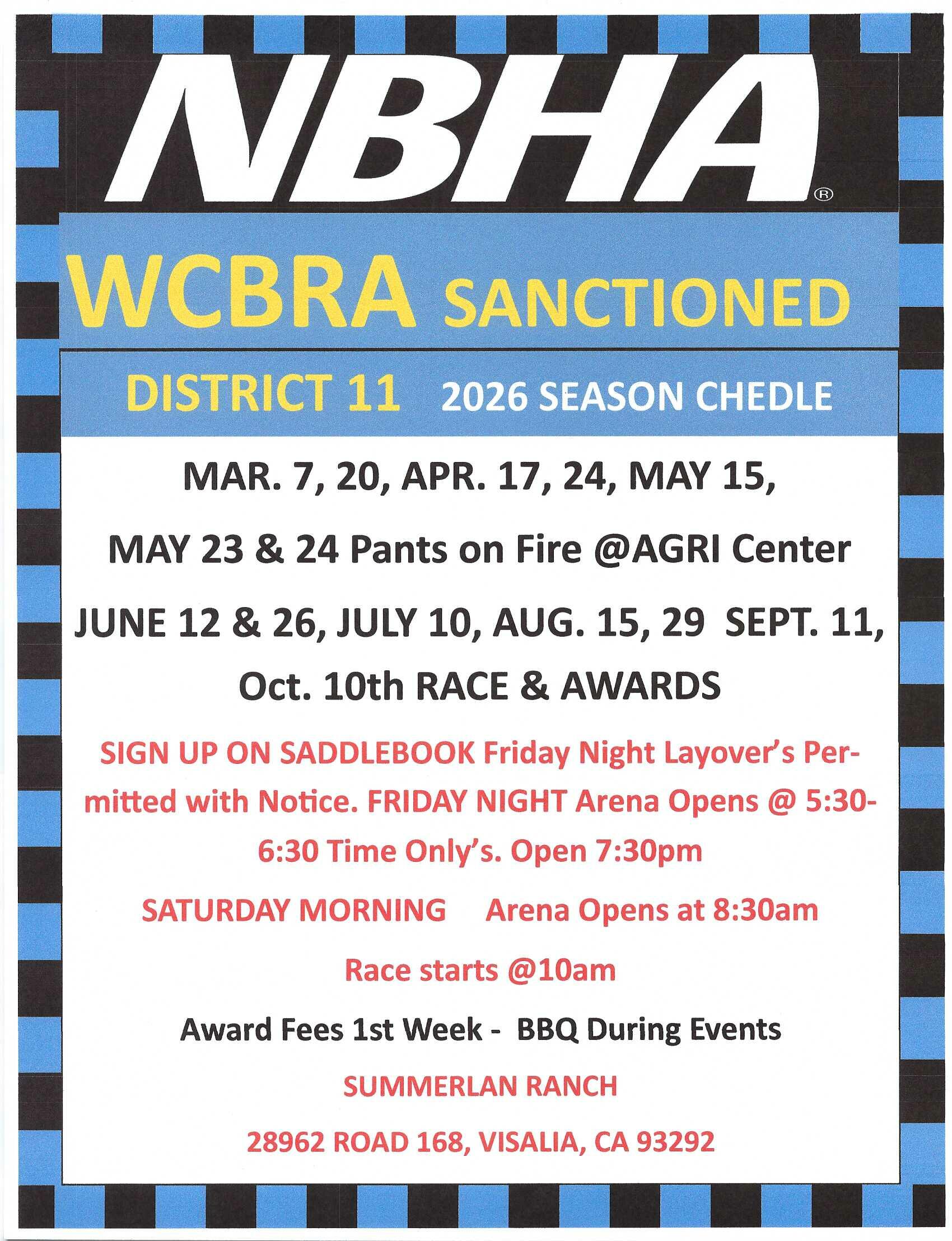NBHA & WCBRA FRIDAY NIGHT 5D BARREL RACE DISTRICT 11