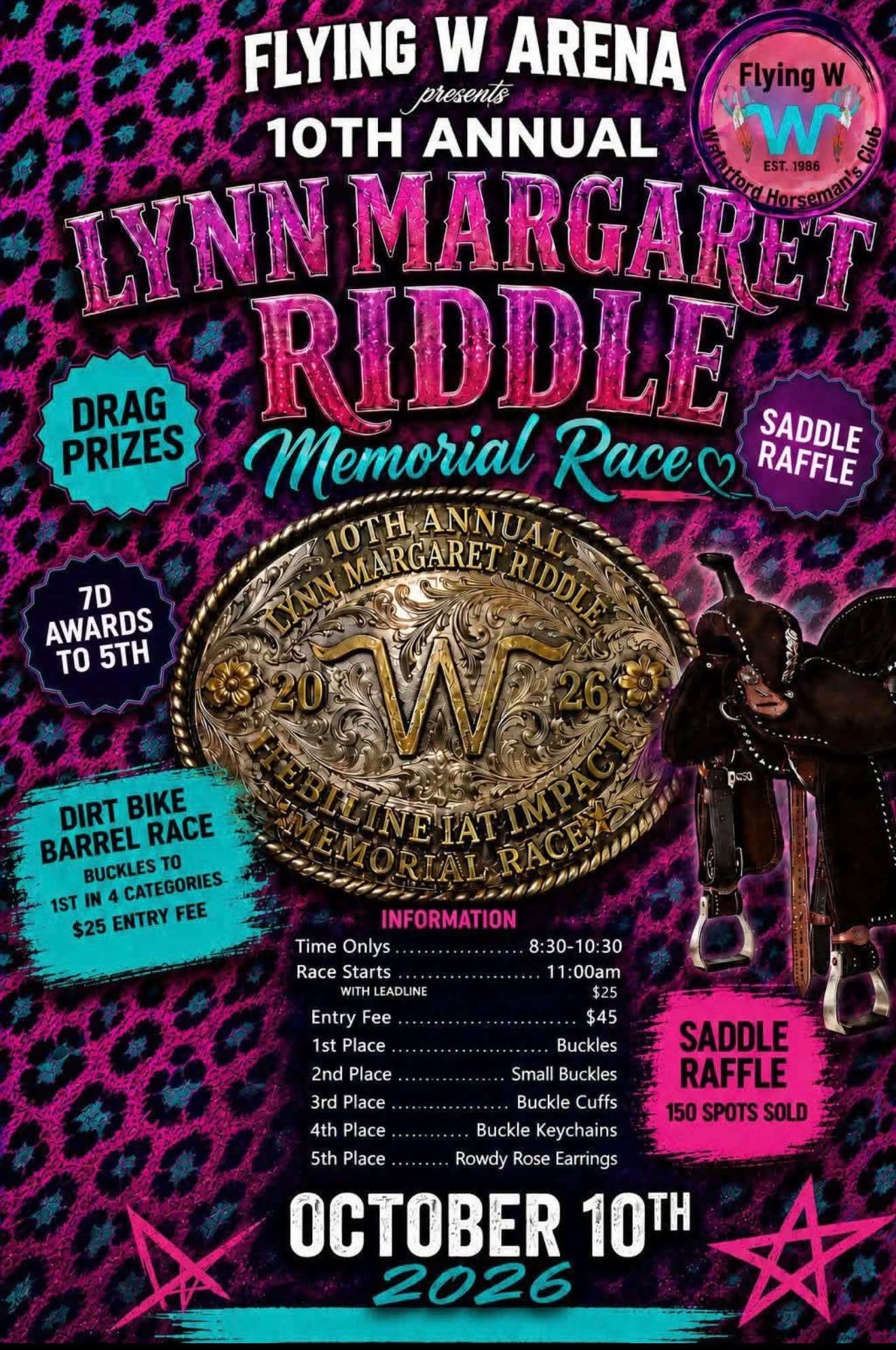 10th Annual Lynn Riddle Memorial Barrel Race flyer