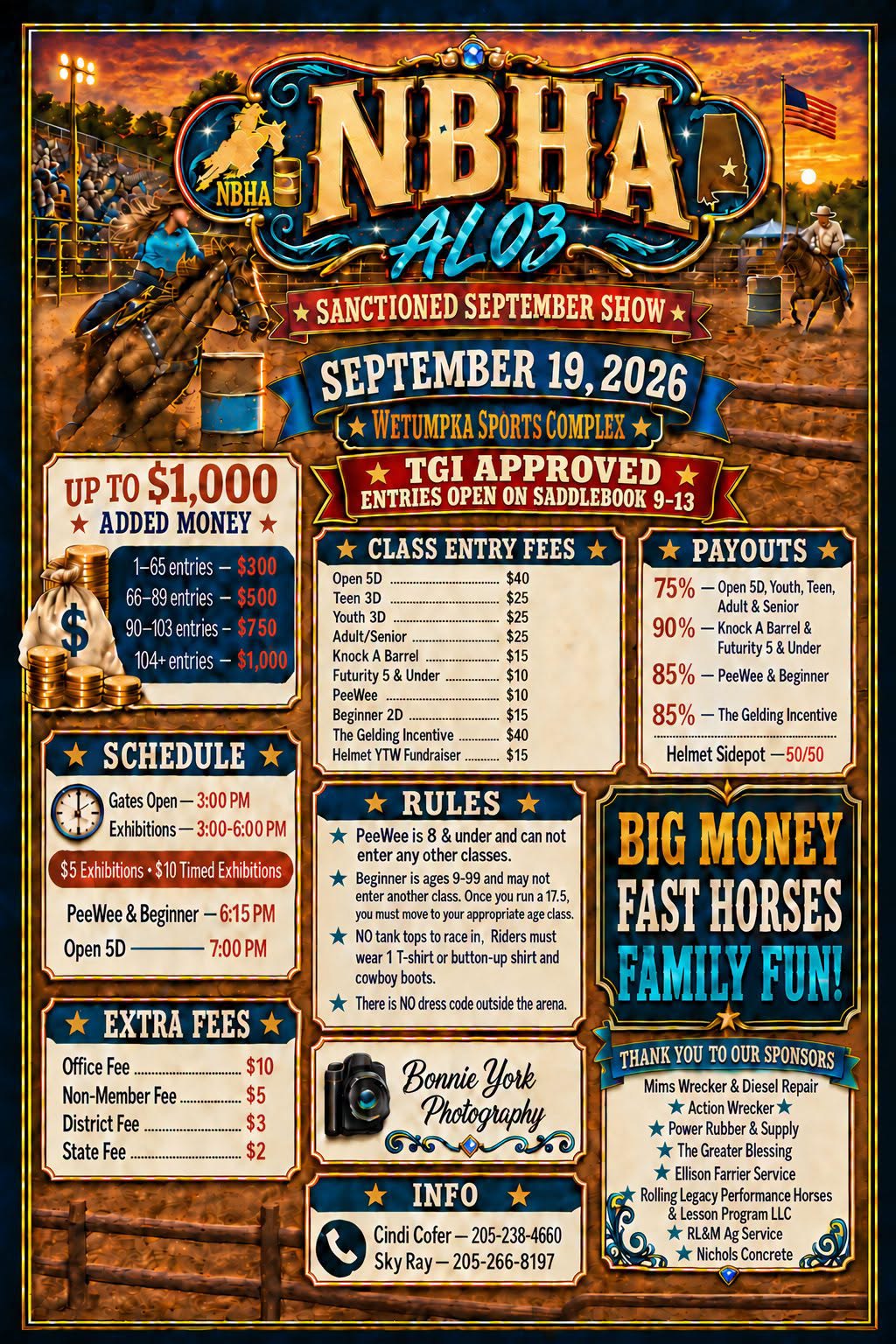 Nbha AL03 Sanctioned September 19 Barrel Race