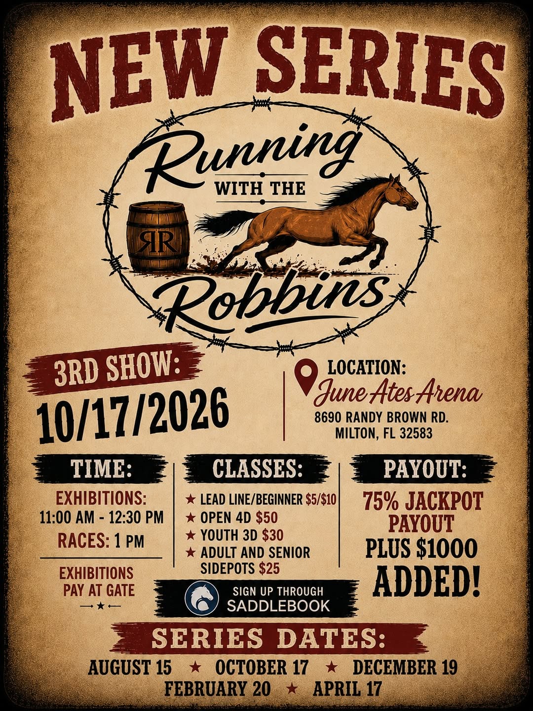 Running with the Robbins Race 3 flyer